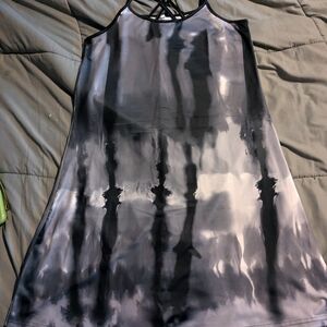 Black and Gray Tie-Dye Tank Dress